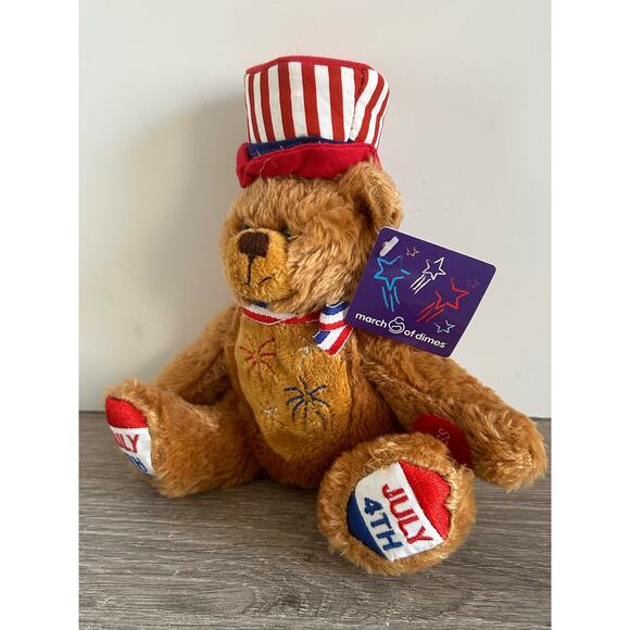 March of Dimes July 4th LightUp Firework Patriotic Teddy Bear Stuffed Animal NWT - Picture 6 of 7